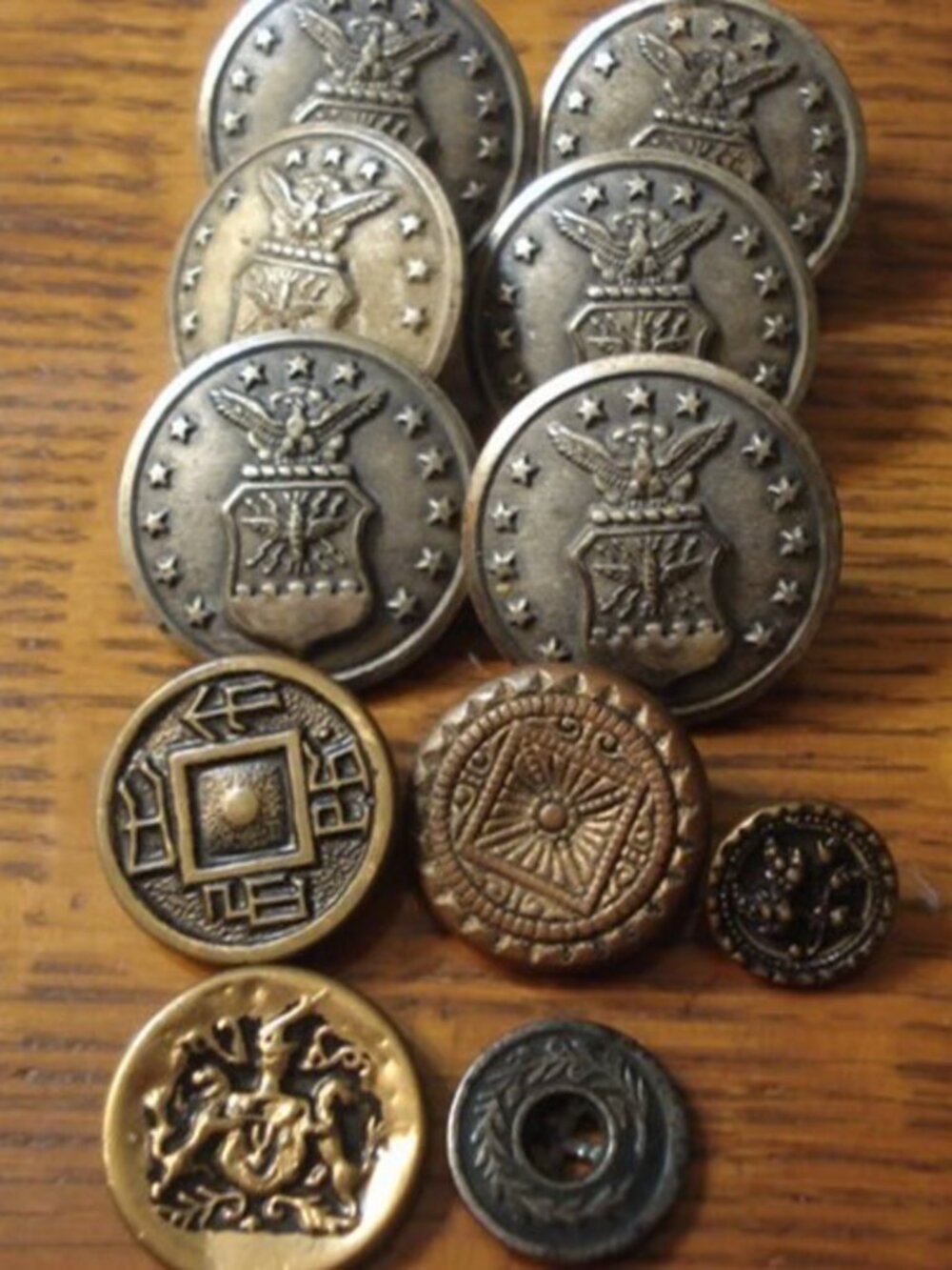(Lot) Victorian Buttons, Austrian, Mandarin, Germany Metal, WWII Airforce